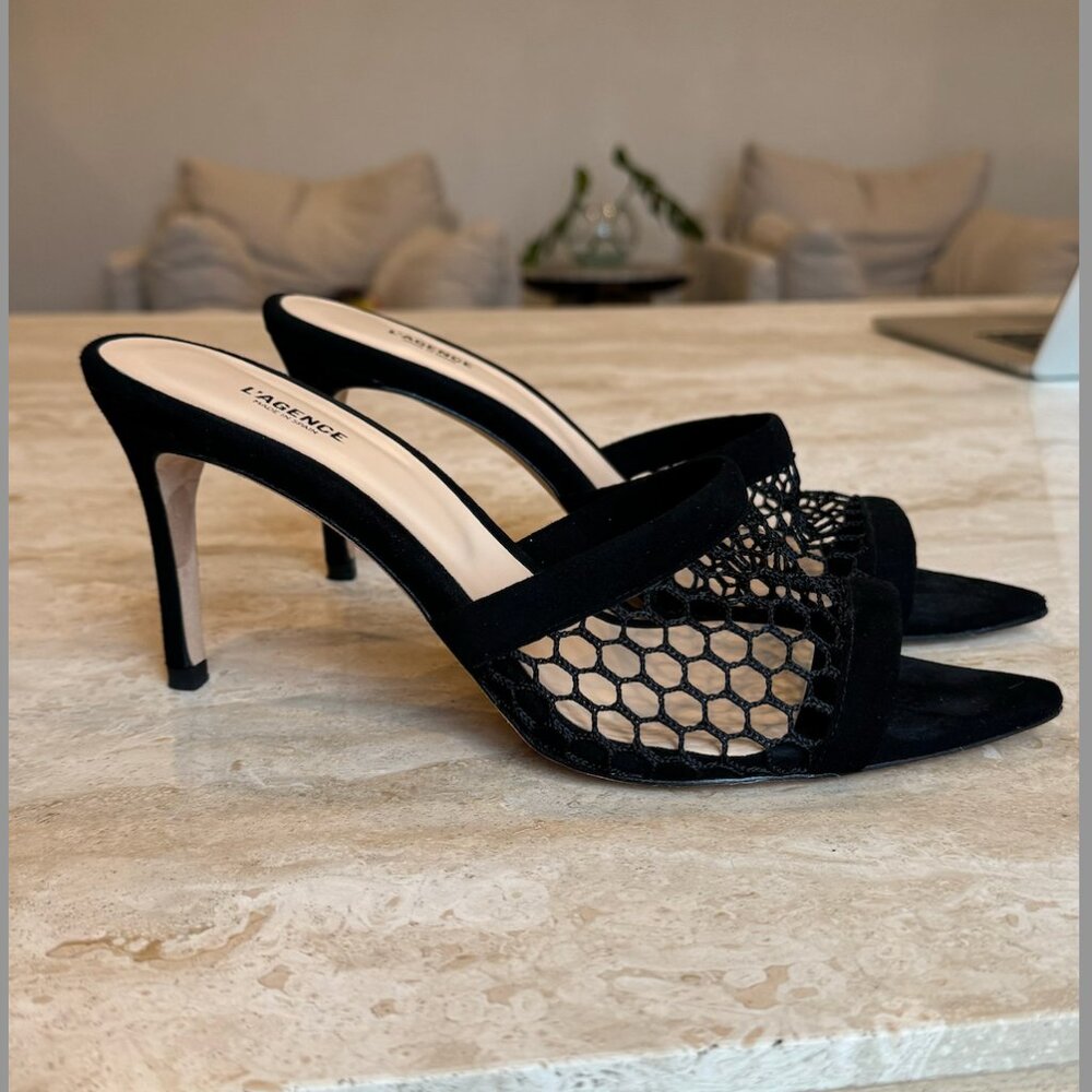 L'AGENCE Open Toe Suede Mesh Mule